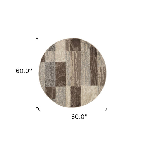 12' Beige Slate Gray And Brown Patchwork Runner Rug